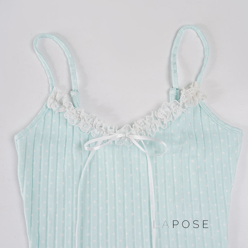 Wyatt Knitted Polka Dot Short Set [LX9CU1MB]