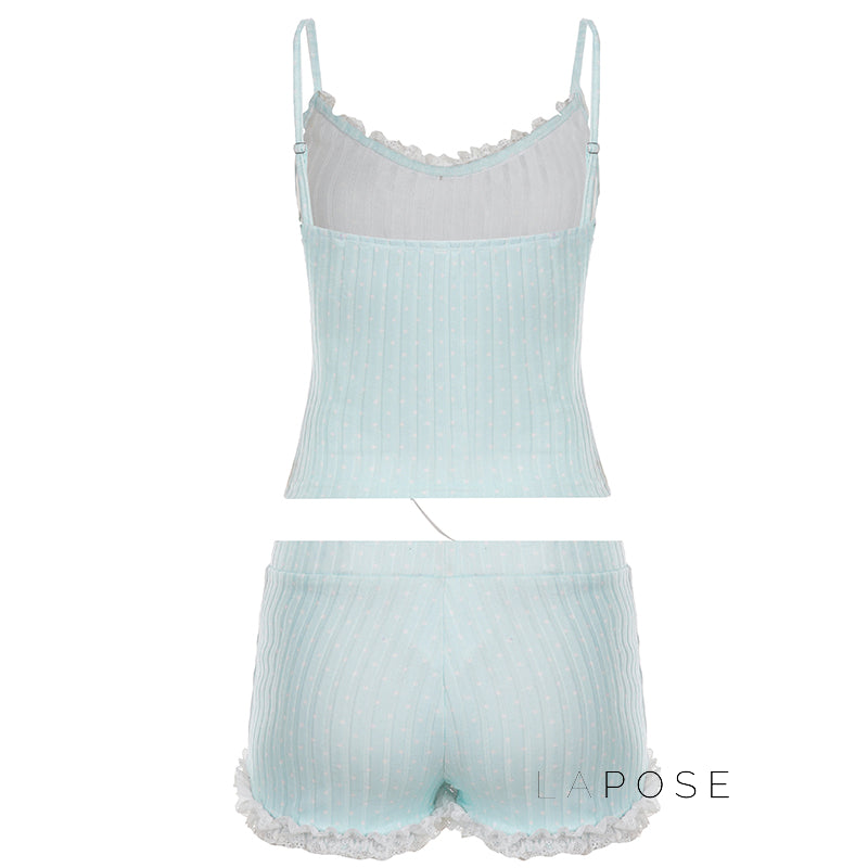 Wyatt Knitted Polka Dot Short Set [C20DXAL4]