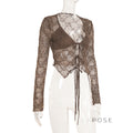 Xaria Sheer Lace-Up Cardigan [WMN9C67K]