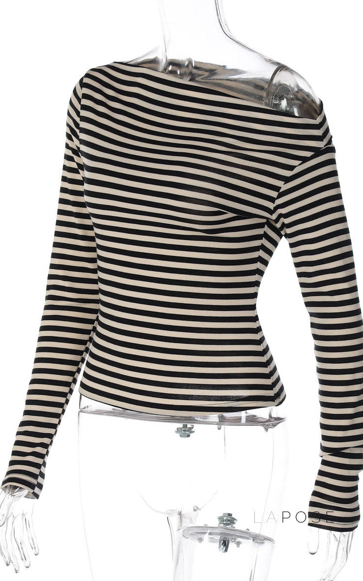 Yanely Striped Square Neck Knit Top [KHSVXN1G]