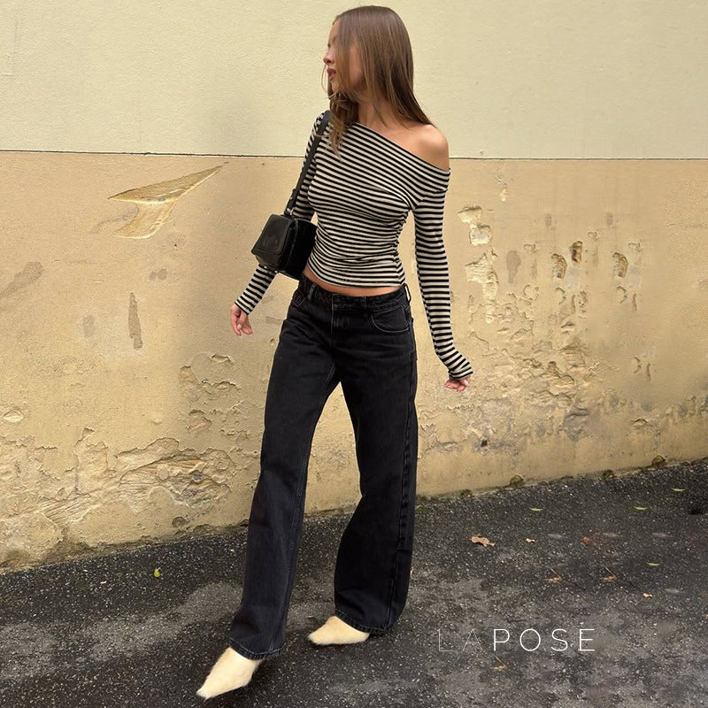 Yanely Striped Square Neck Knit Top [6YJRQYFI]