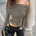 Yanely Striped Square Neck Knit Top [M6CCTQ8U]