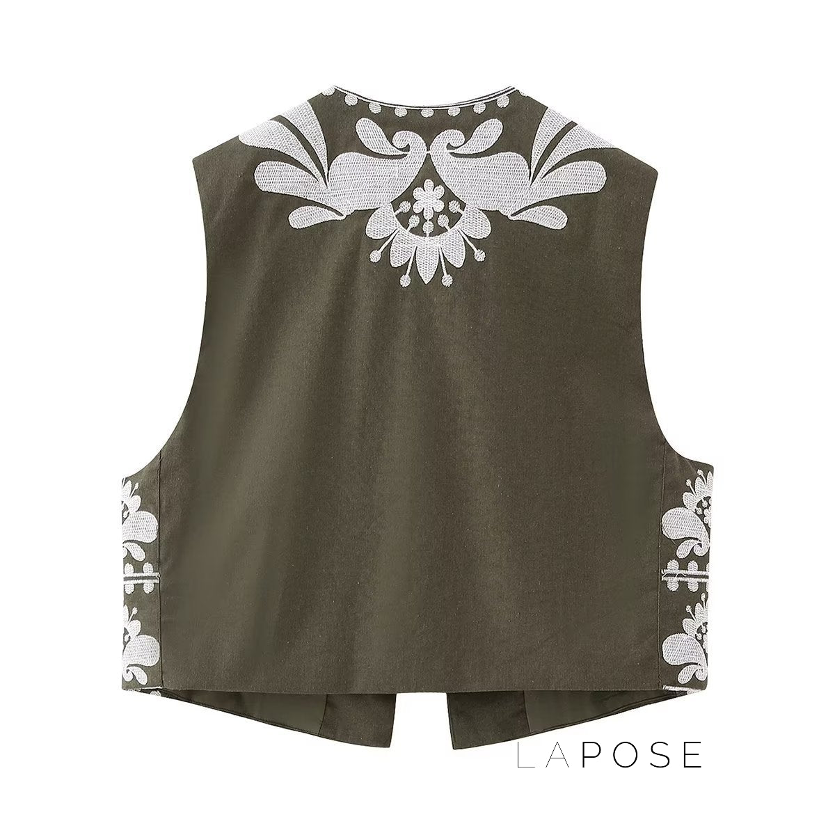Yaneth Embroidered Crop Vest [JKAL2HT4]