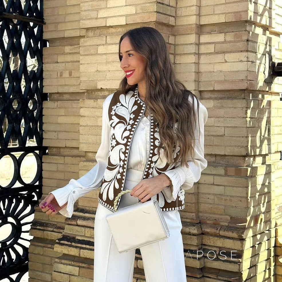 Yaneth Embroidered Crop Vest [U4X2CXB2]