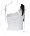 Yaneth One-Shoulder Lace Camisole [8NUB6DAC]