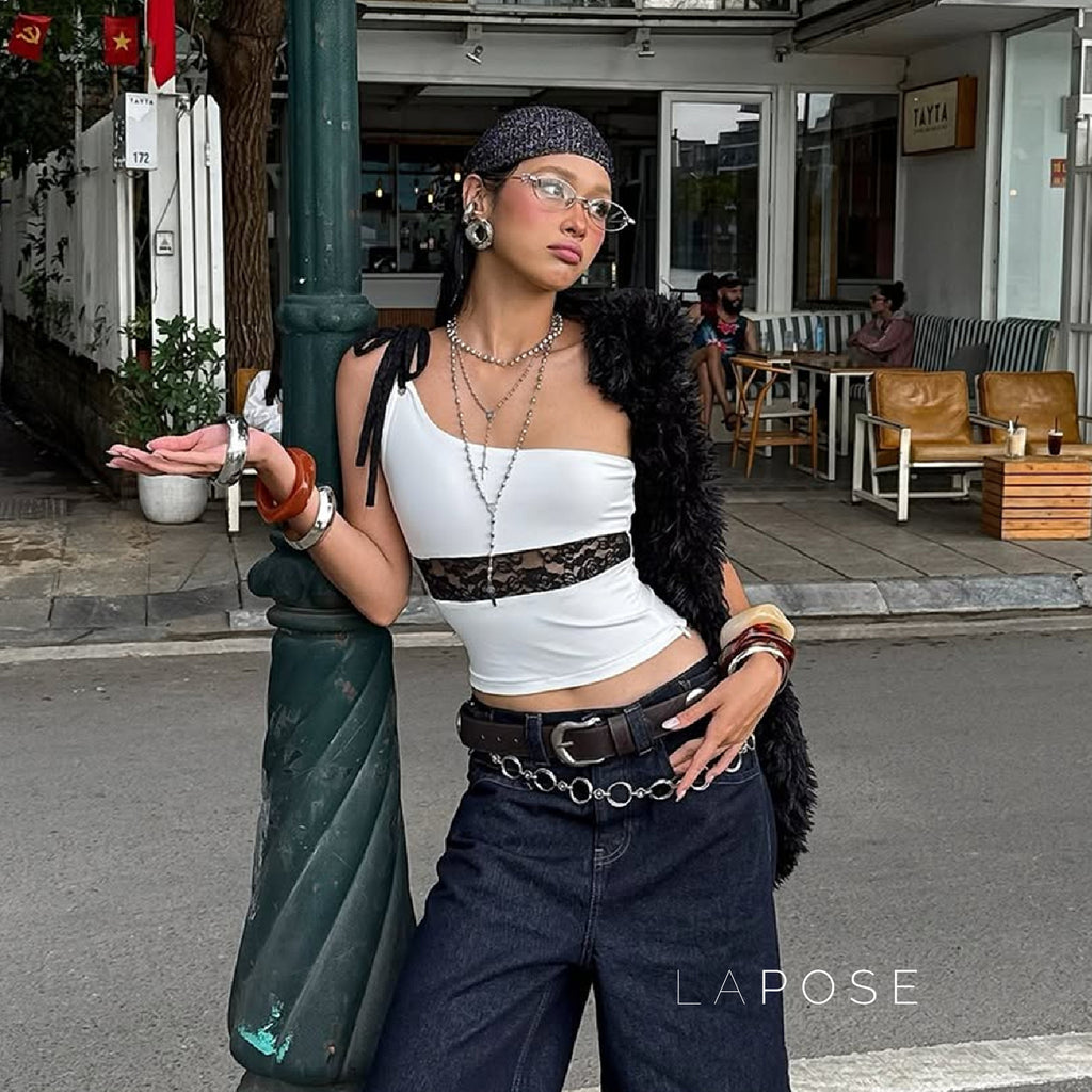 Yaneth One-Shoulder Lace Camisole [ZQ44W8RG]