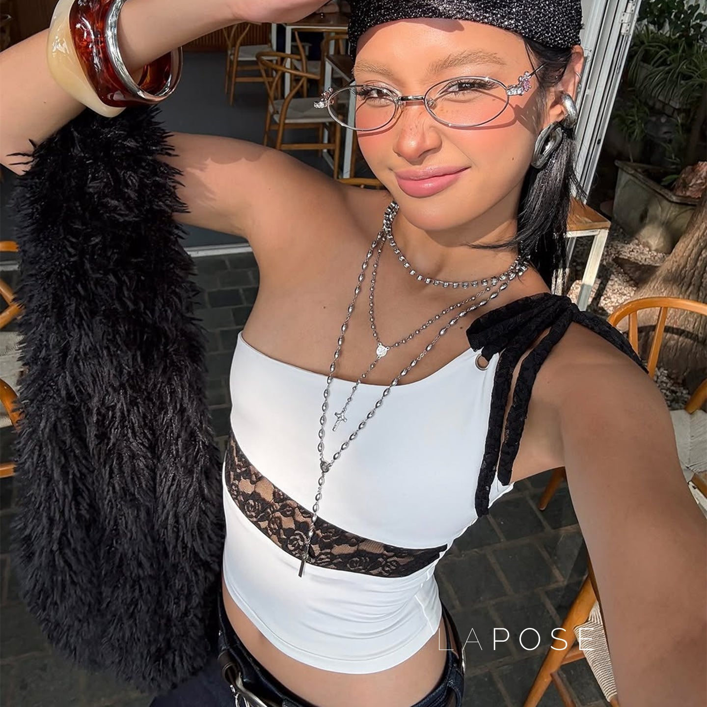 Yaneth One-Shoulder Lace Camisole [IFOHZ26A]