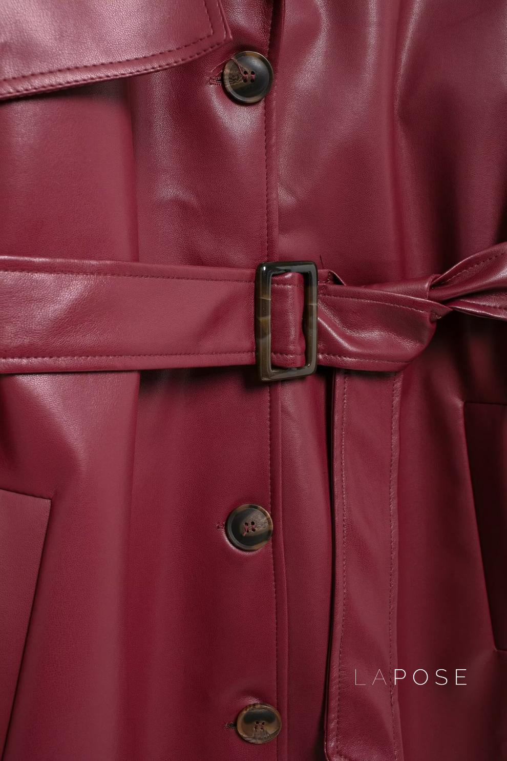 Yatziry Belted Longline Faux Leather Coat [IOTEL3IN]