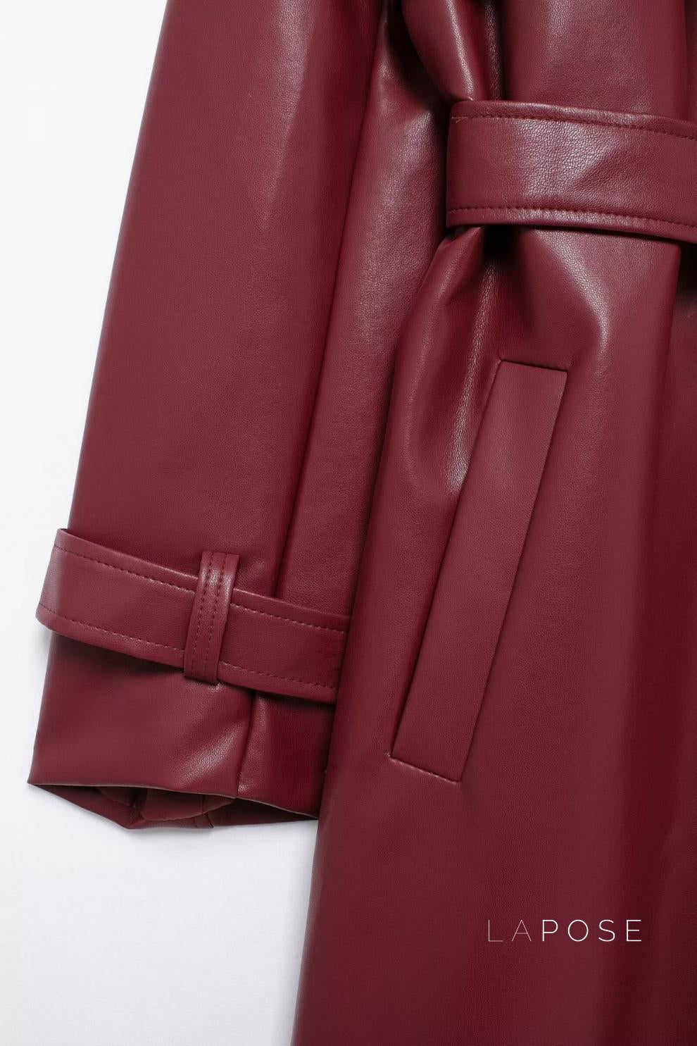 Yatziry Belted Longline Faux Leather Coat [3SN4SFK7]