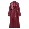 Yatziry Belted Longline Faux Leather Coat [2B1231AF]