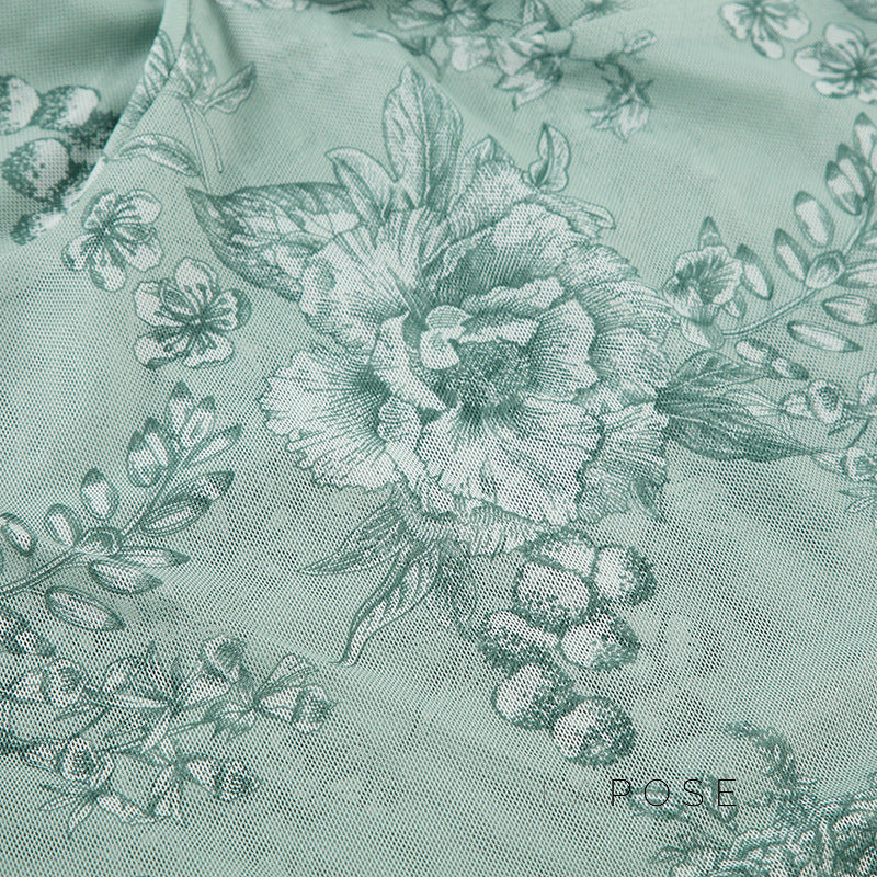 Yehudis Twisted Floral Mesh Top [ZLZES65G]