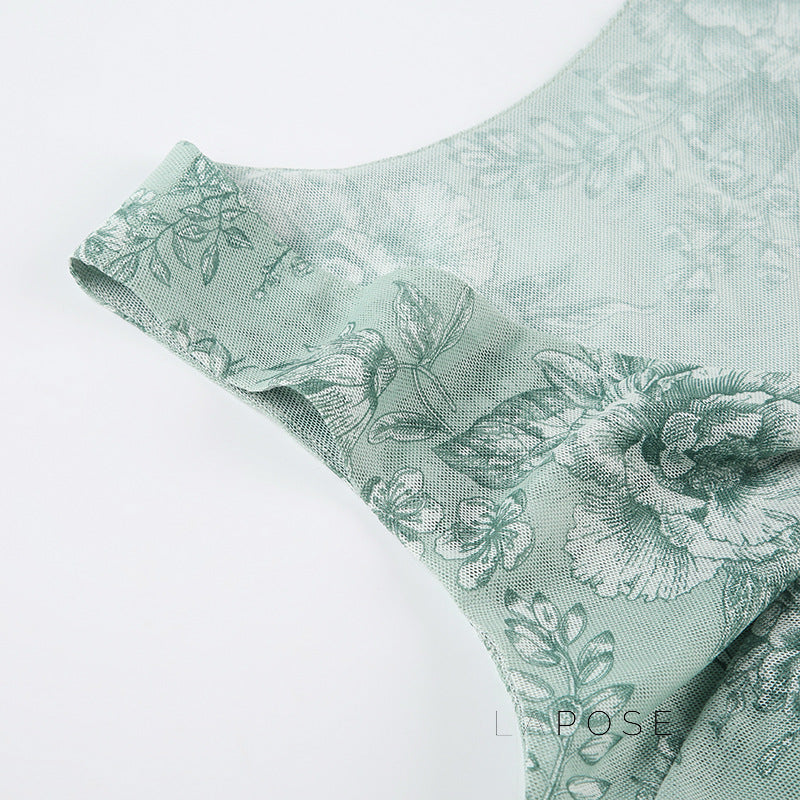 Yehudis Twisted Floral Mesh Top [AY8RYIMG]