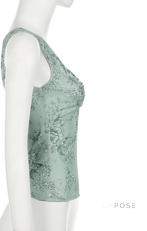 Yehudis Twisted Floral Mesh Top [X4UL5UNQ]