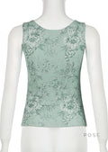 Yehudis Twisted Floral Mesh Top [K02OVF8C]