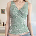 Yehudis Twisted Floral Mesh Top [HWB521TM]