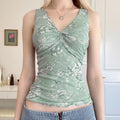 Yehudis Twisted Floral Mesh Top [ZNVU6F94]