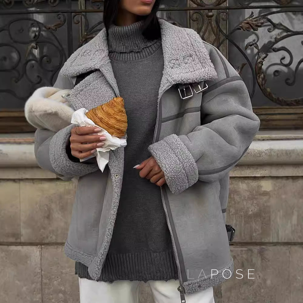 Yessenia Spliced Faux Fur Moto Jacket [8ZW0SS54]