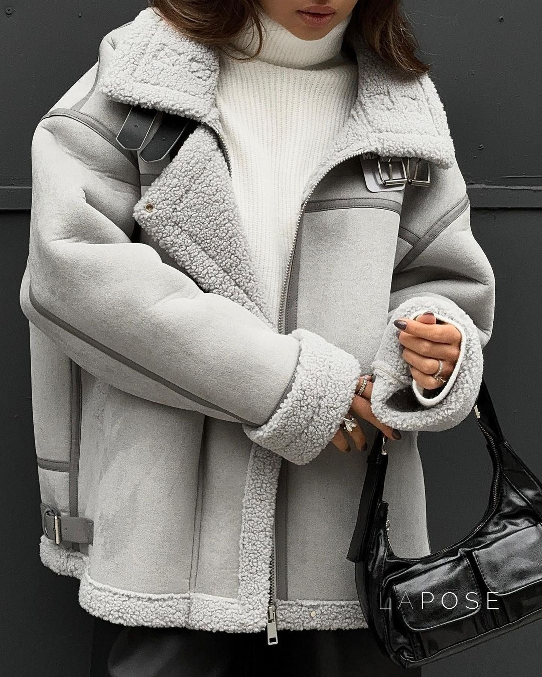 Yessenia Spliced Faux Fur Moto Jacket [UCJXECM7]
