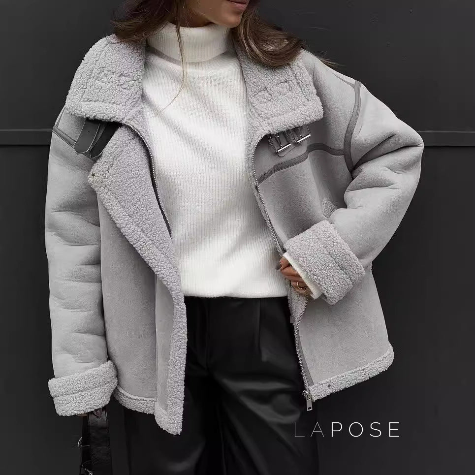 Yessenia Spliced Faux Fur Moto Jacket [RH9V5ZBR]