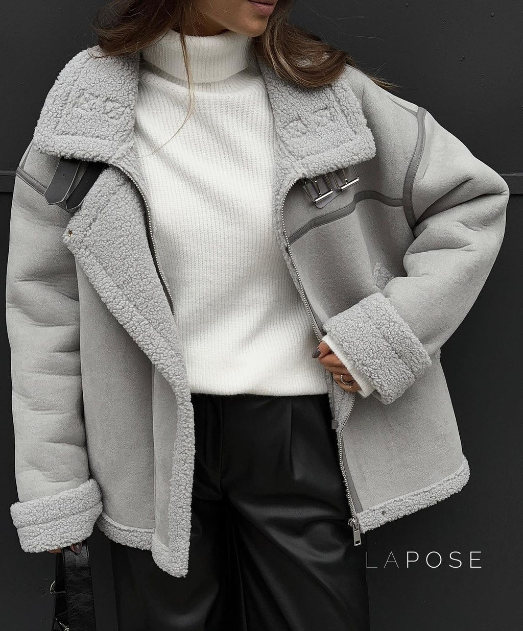 Yessenia Spliced Faux Fur Moto Jacket [MUXLA625]