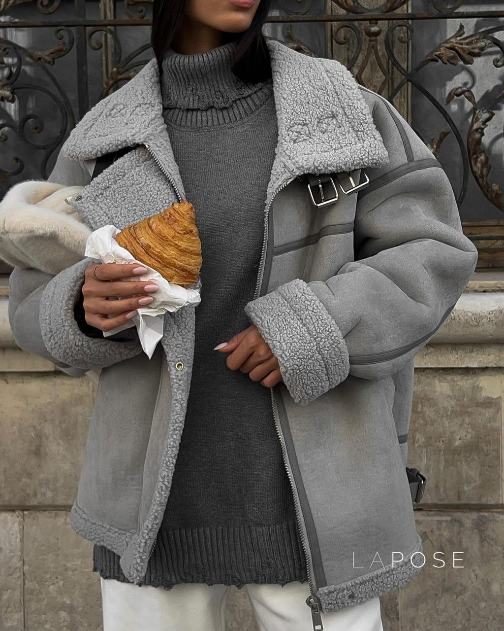 Yessenia Spliced Faux Fur Moto Jacket [GRNAHRJL]