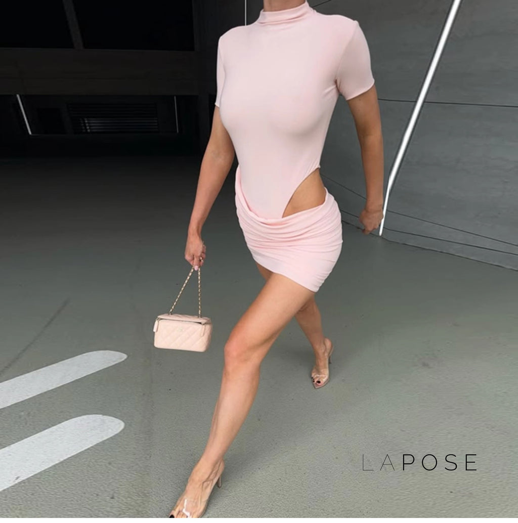 Yolanda Pleated Cutout Mini Dress [VPINFYTN]