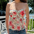Yulianna Floral Pleated Strapless Top