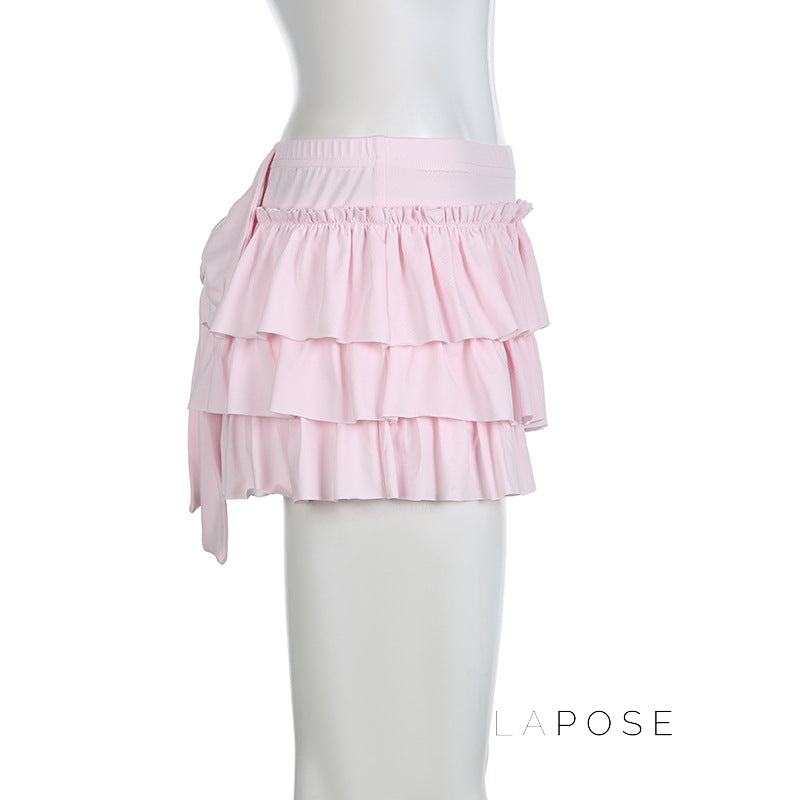 Yulissa Bow Tiered Mini Skirt [QHYZOFV4]