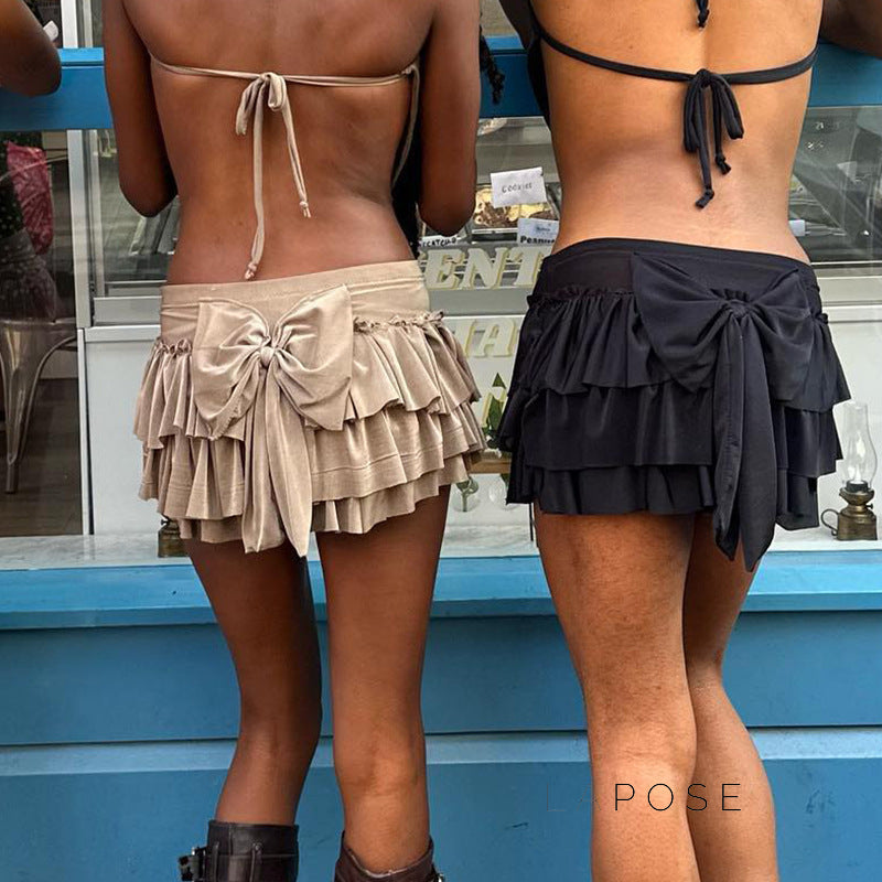 Yulissa Bow Tiered Mini Skirt [8NEPWKM9]