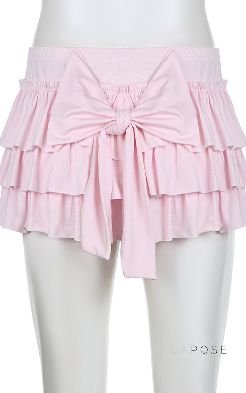 Yulissa Bow Tiered Mini Skirt [JF0PKTA5]