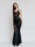 LaPose Yusra Floral Sequin Maxi Dress
