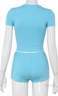 Zahraa Sporty Letter Short Set [2MQWYU2P]
