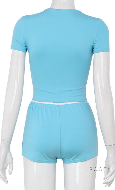 Zahraa Sporty Letter Short Set [2MQWYU2P]
