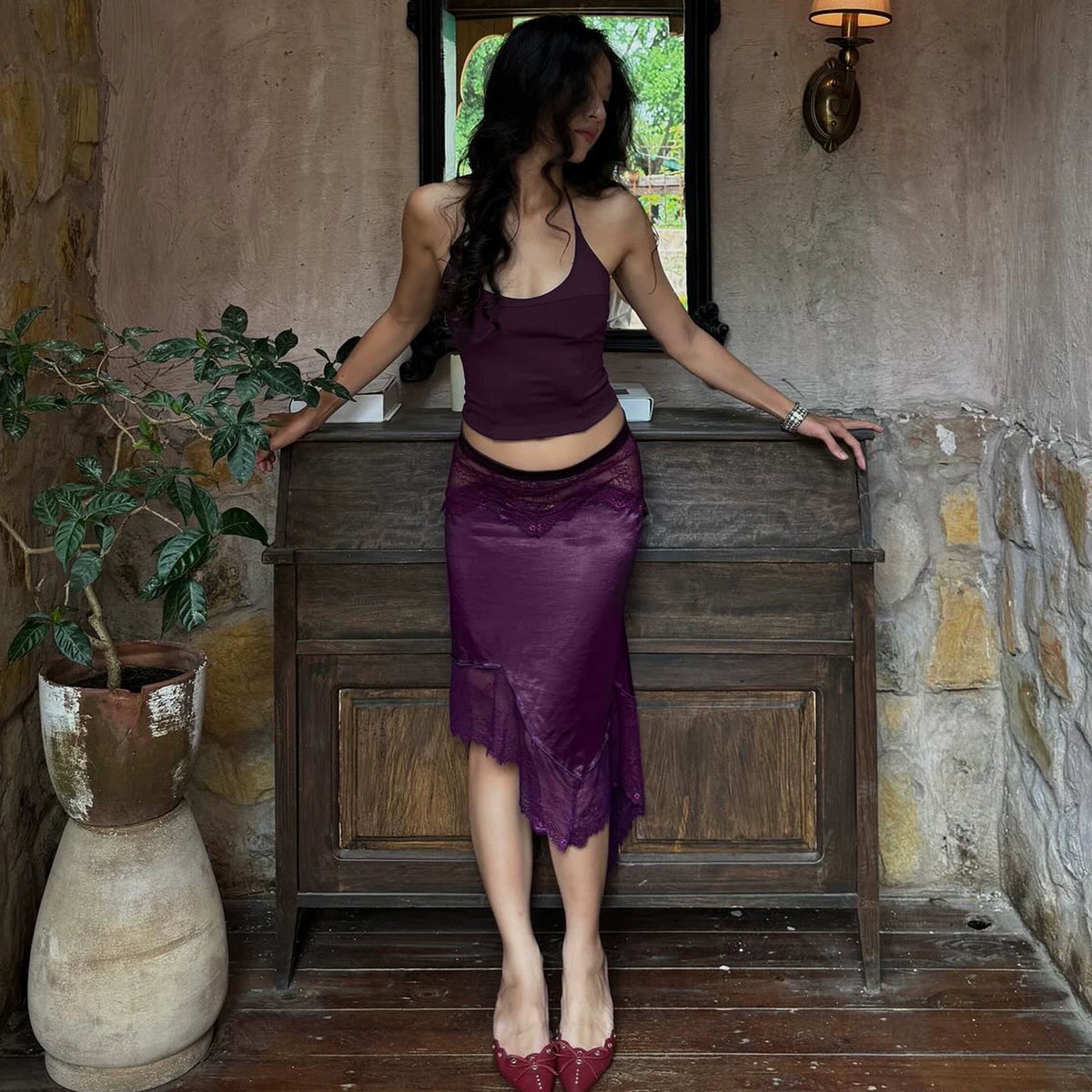 LaPose - Zaila Halter Lace Skirt Set