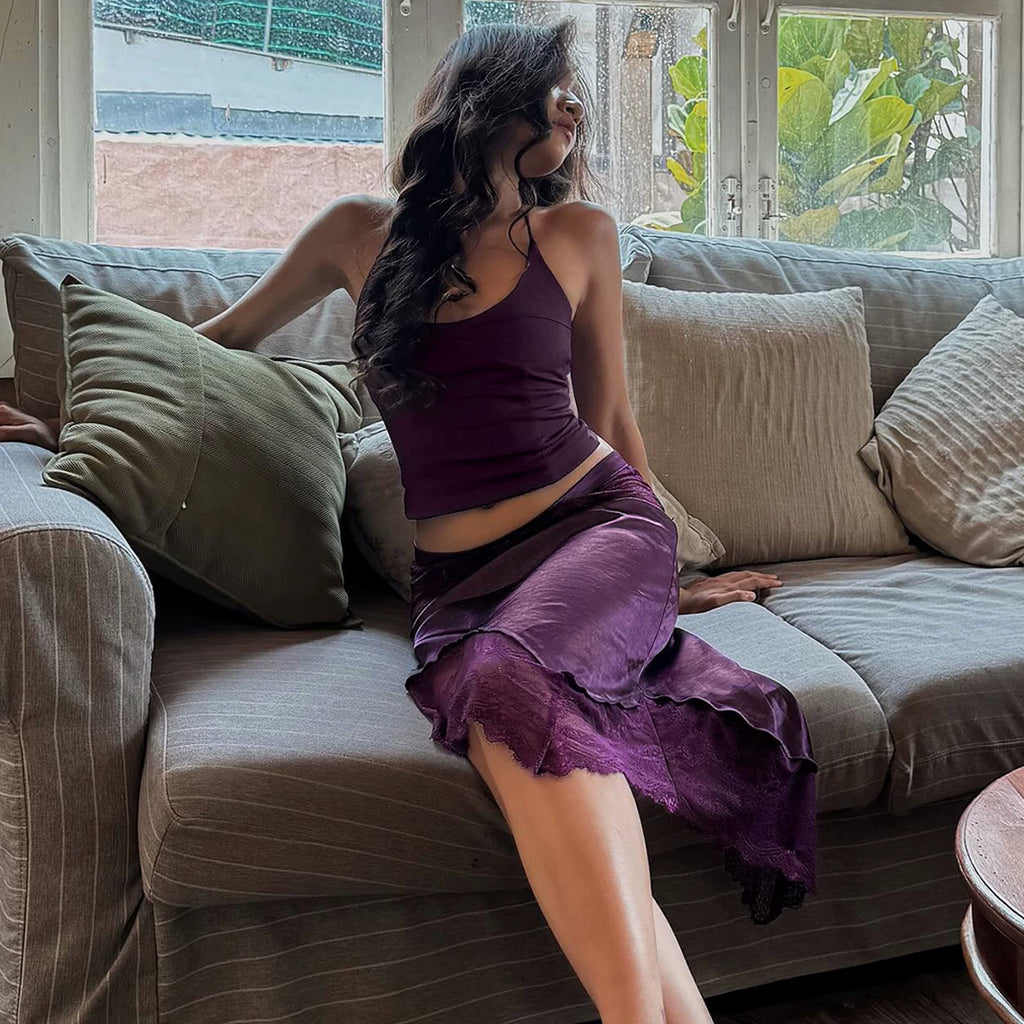 LaPose - Zaila Halter Lace Skirt Set