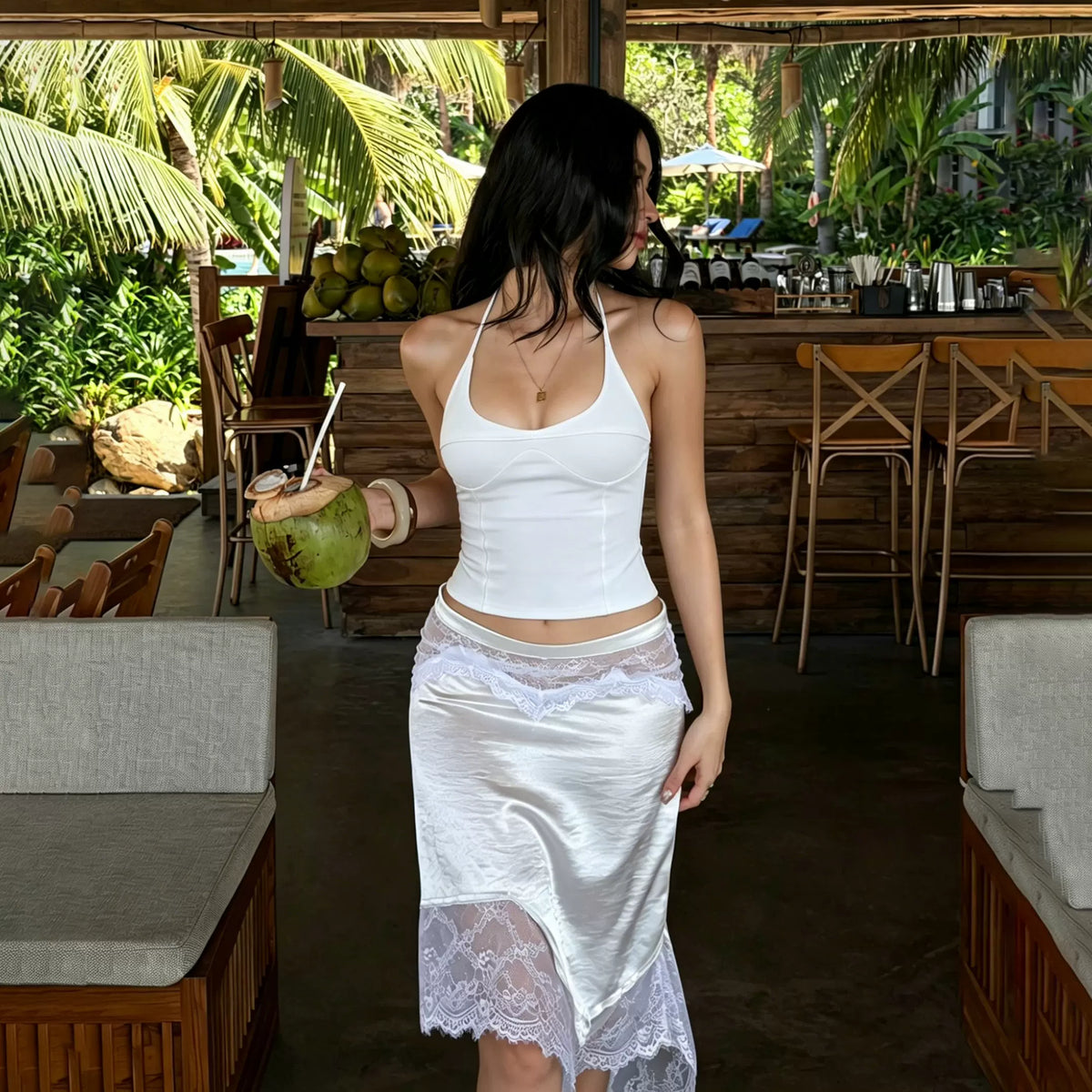 LaPose - Zaila Halter Lace Skirt Set