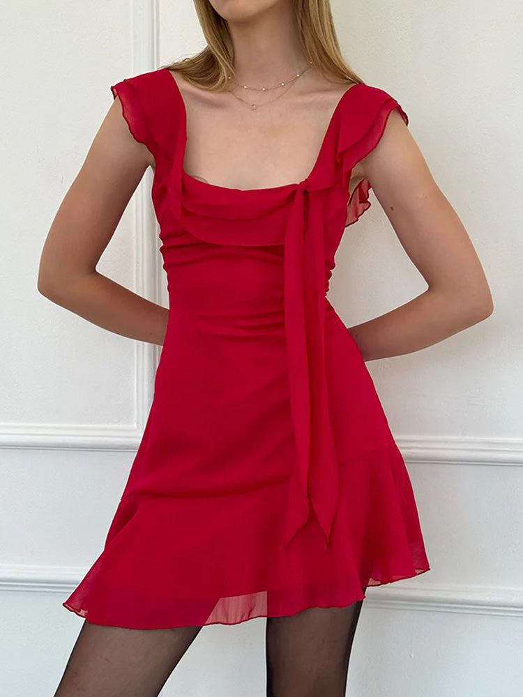 Zaira Double-Layer Mesh Mini Dress [XYQIZ56J]