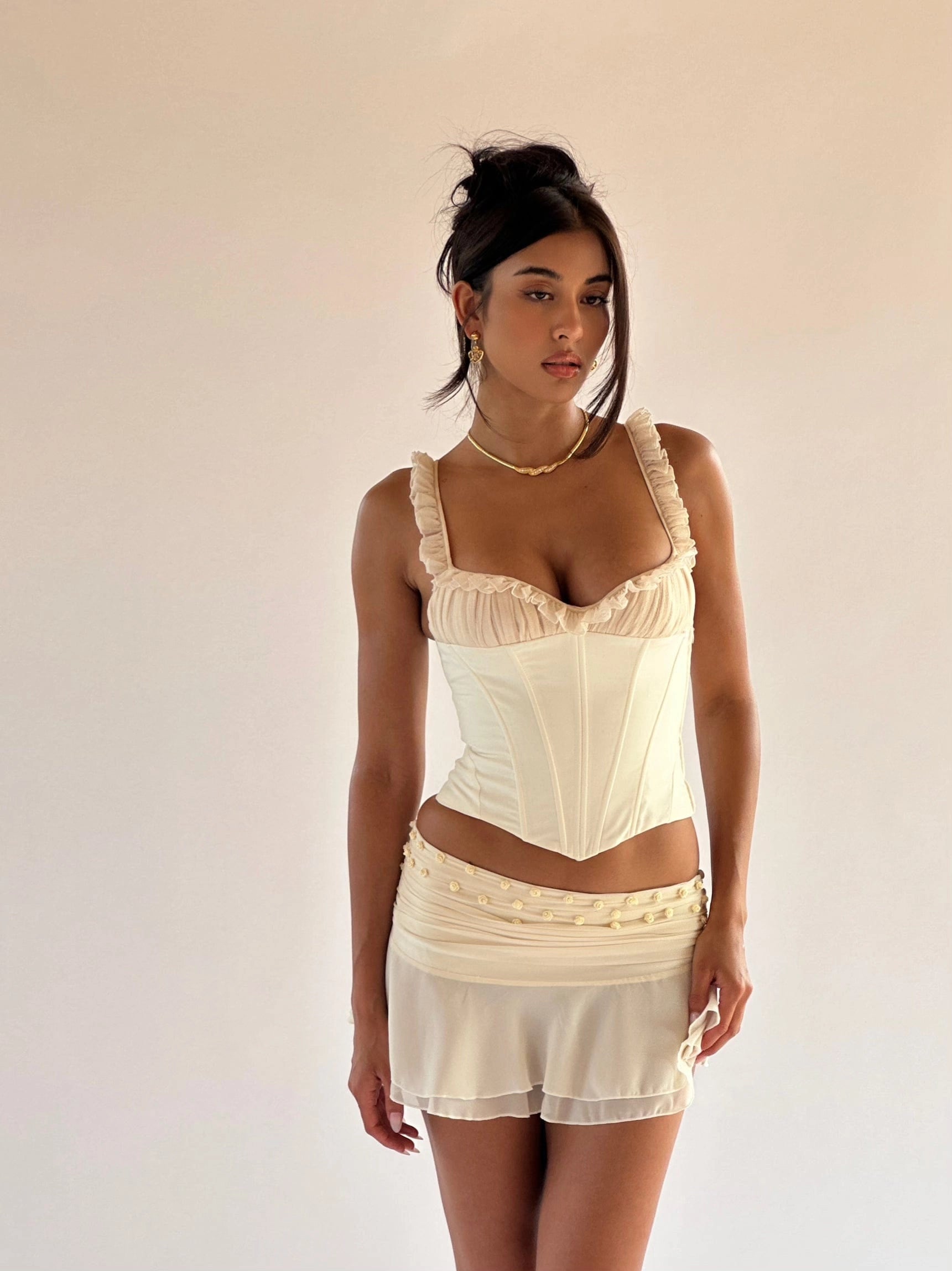 LaPose Zaliyah Rose Pleated Mini Skirt