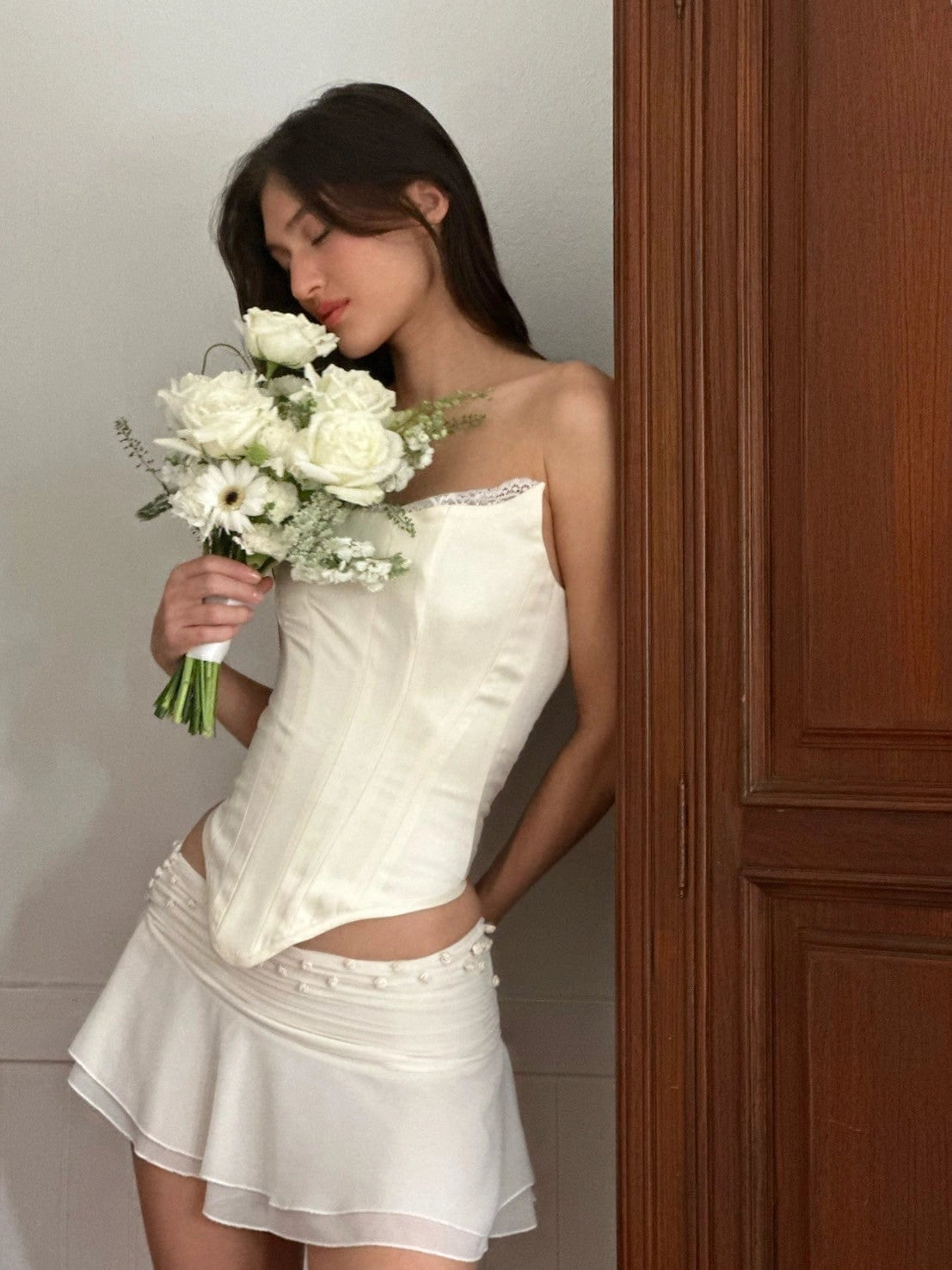 LaPose Zaliyah Rose Pleated Mini Skirt