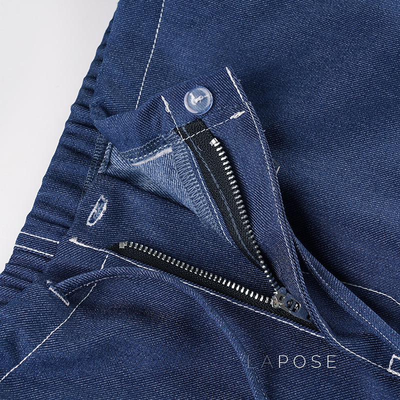 Zamara Faux Denim Wide-Leg Pants [QYXA798L]