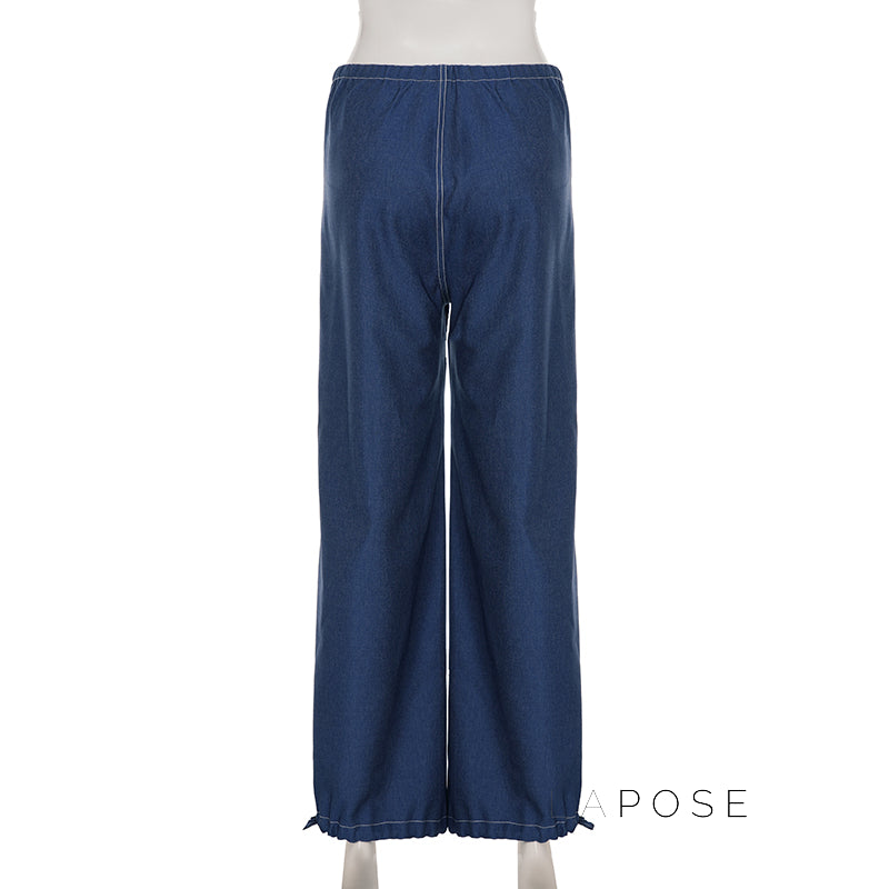 Zamara Faux Denim Wide-Leg Pants [LN9JTIKI]