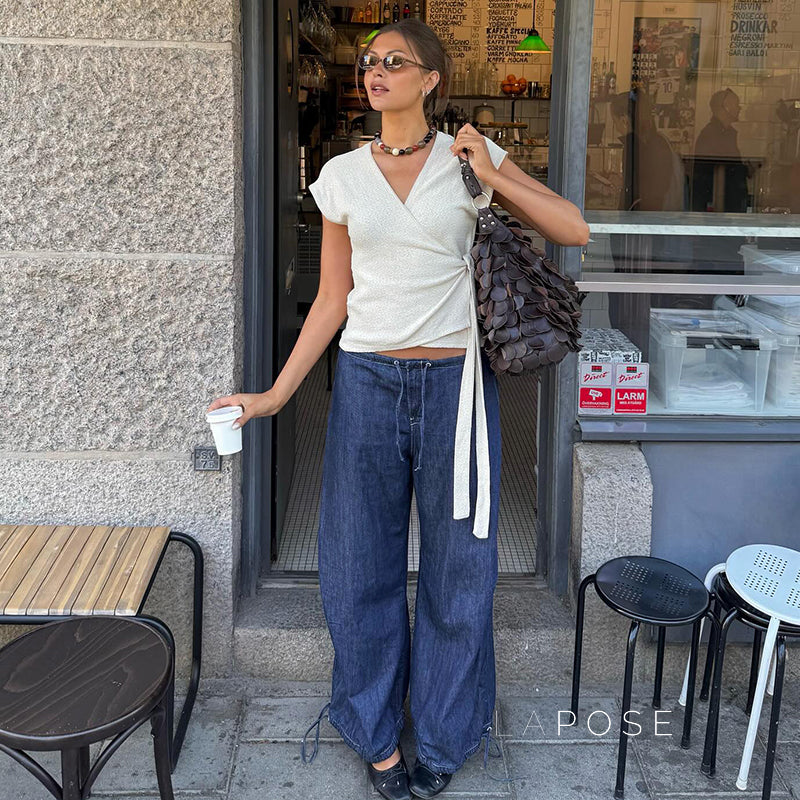 Zamara Faux Denim Wide-Leg Pants [W820ZFAQ]