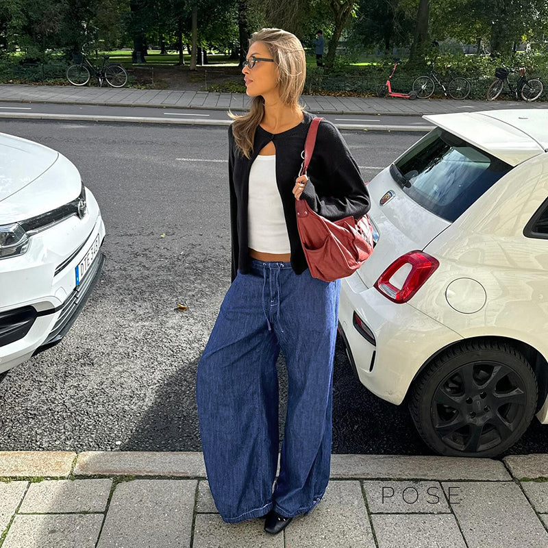 Zamara Faux Denim Wide-Leg Pants [8U0QP5JJ]