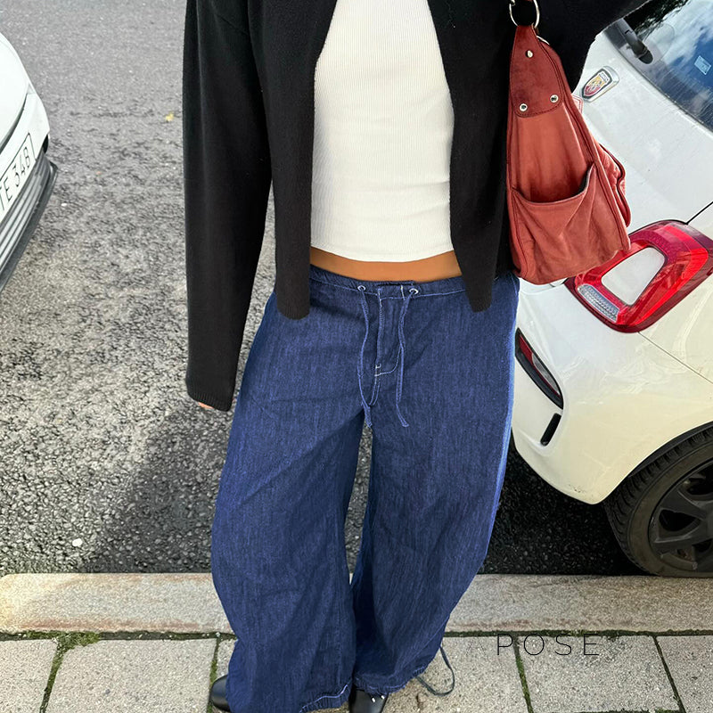 Zamara Faux Denim Wide-Leg Pants [S5K5FIT0]