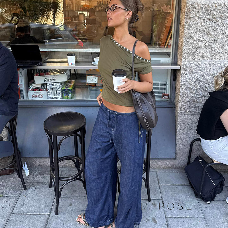 Zamara Faux Denim Wide-Leg Pants [F5W88YV5]