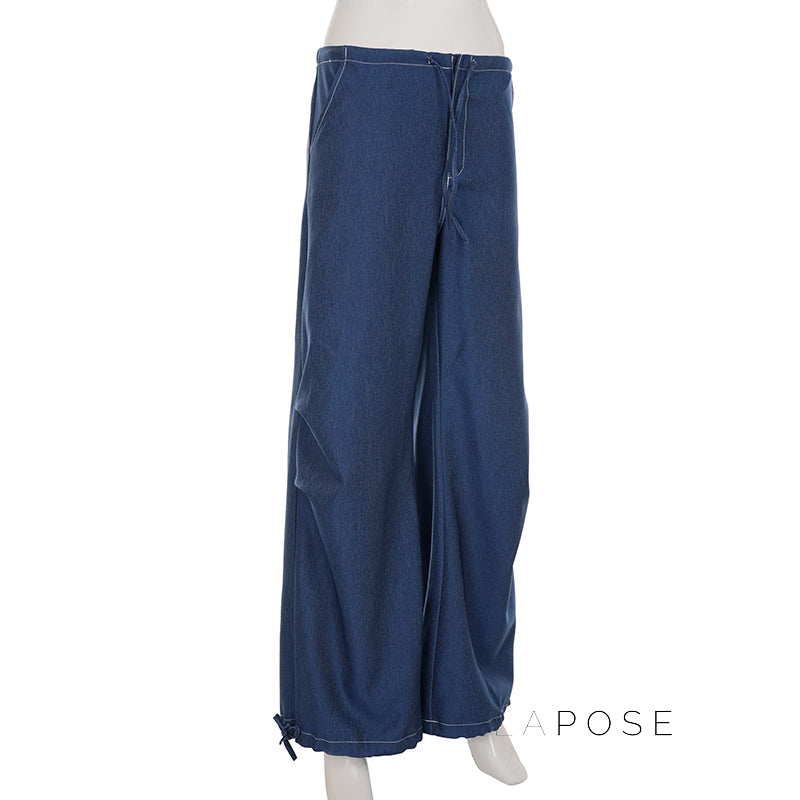 Zamara Faux Denim Wide-Leg Pants [LPMO95DL]