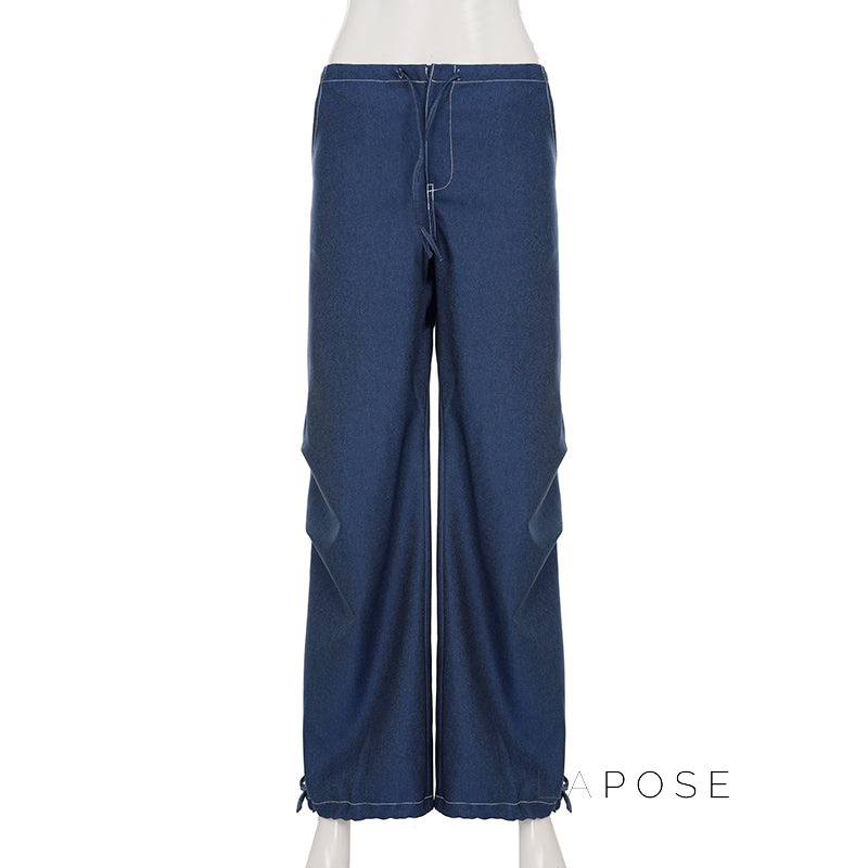 Zamara Faux Denim Wide-Leg Pants [5I3ICNEZ]