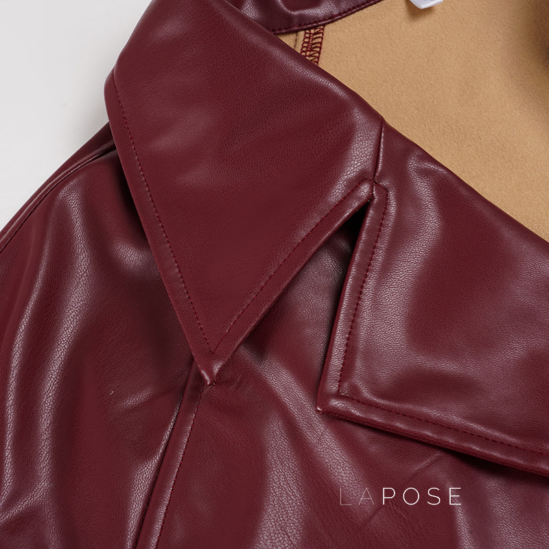Zamiah Red Faux Leather Jacket [45T5SE3P]