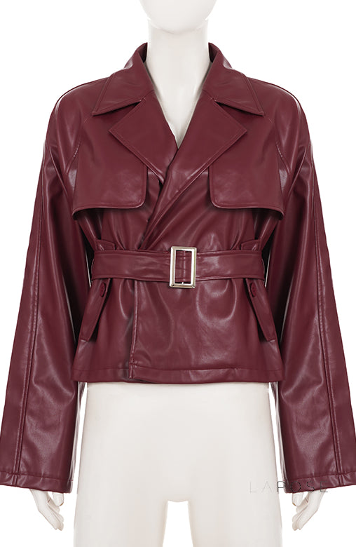 Zamiah Red Faux Leather Jacket [Y07EJ1DL]