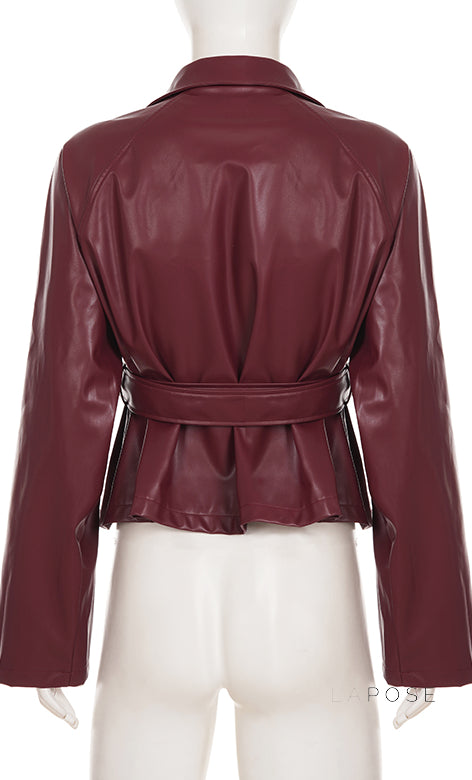Zamiah Red Faux Leather Jacket [UV8A9IQP]